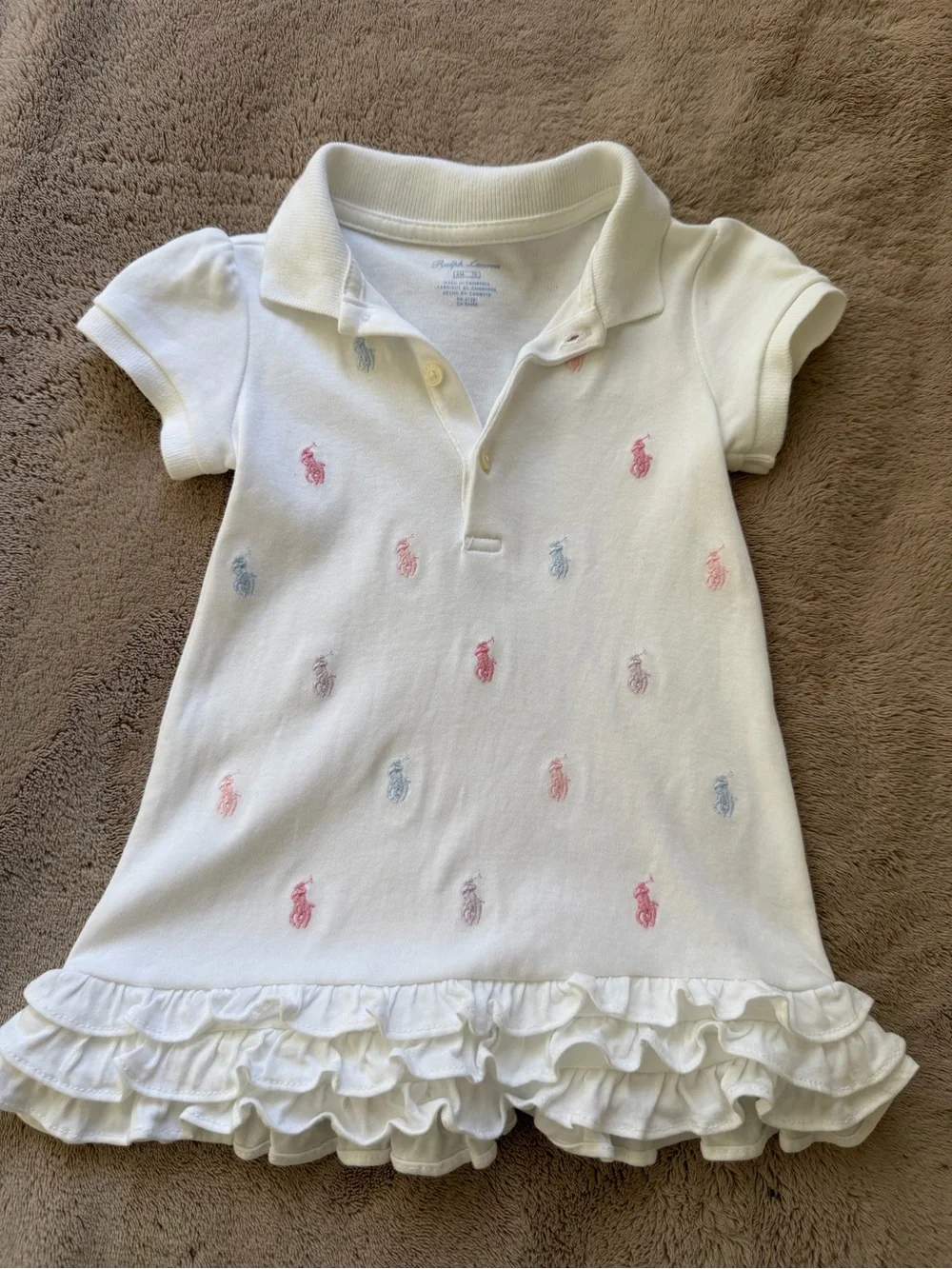 Ralph Lauren White Polo Dress with Pink & Light Blue Pony Logos